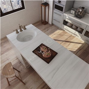 Grey Timber Nano Glass Stone Kitchen Countertops