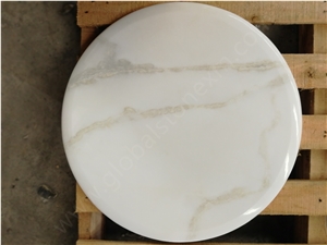 Lincoln White Marble Table Round Top Elegant