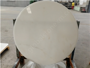 Lincoln White Marble Table Round Top Elegant