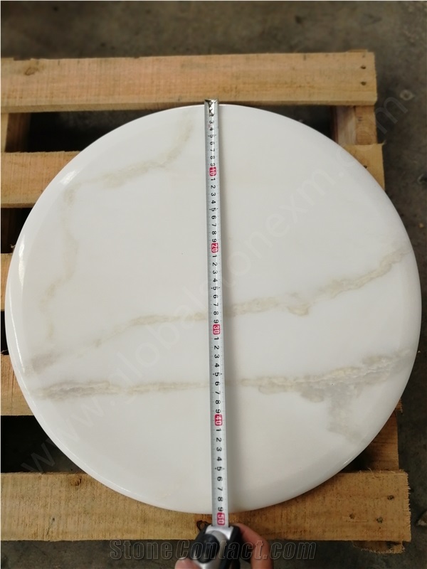 Lincoln White Marble Table Round Top Elegant