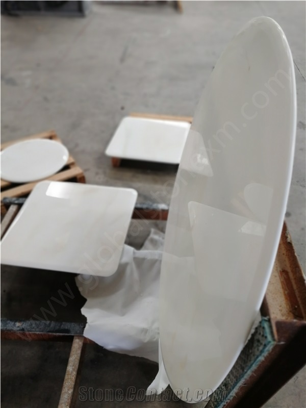 Lincoln White Marble Table Round Top Elegant