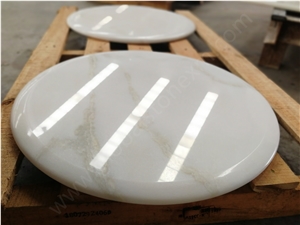 Lincoln White Marble Table Round Top Elegant