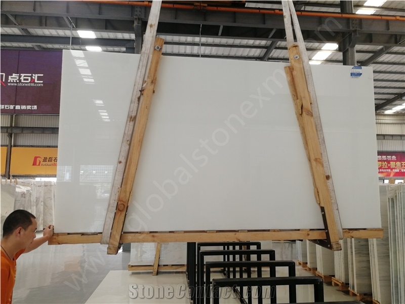 Pure White Nano Glass Stone Artificial Marble Slabs