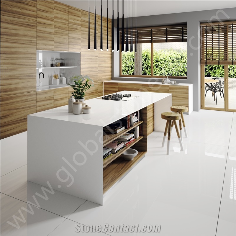 Pure White Nano Glass Stone Slab for Wall Cladding