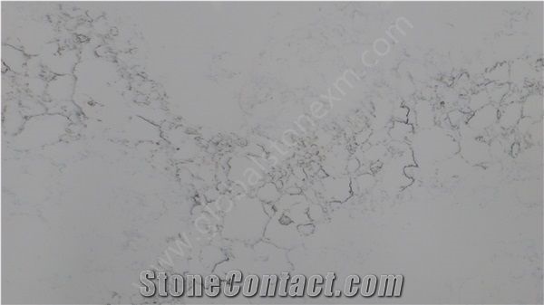 Statuario Marble Look Quartz Stone Slabs, White Quartz Kitchen Slabs