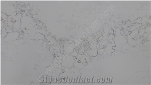 Statuario Marble Look Quartz Stone Slabs, White Quartz Kitchen Slabs