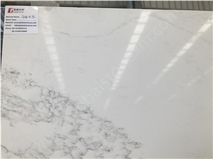 Statuario Marble Look Quartz Stone Slabs, White Quartz Kitchen Slabs