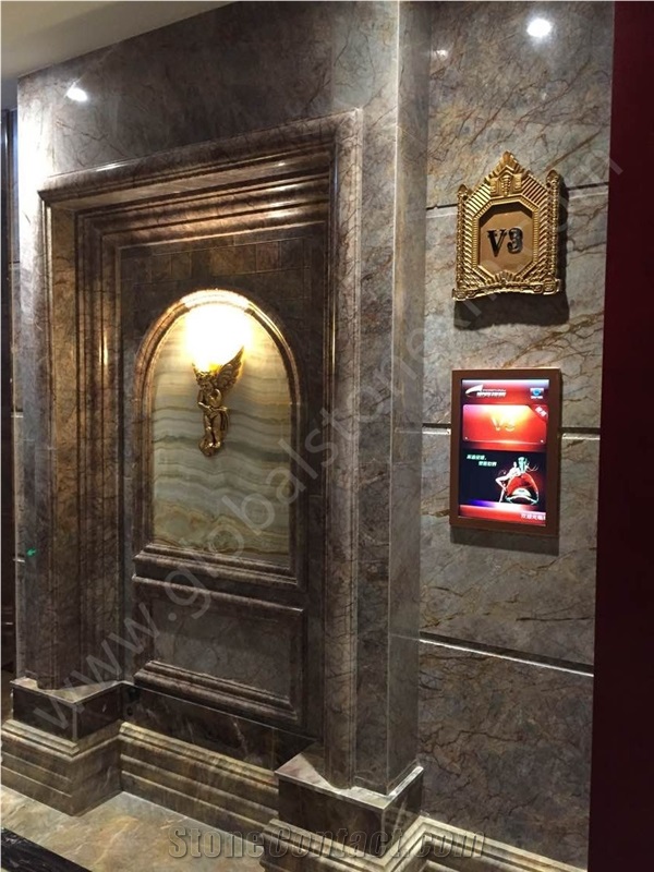 Violet Gold Marble Slabs Tiles for Countertop