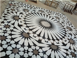 Volakas White,Sivec White,Caffee Brown,Black Marble Floor Rosettes