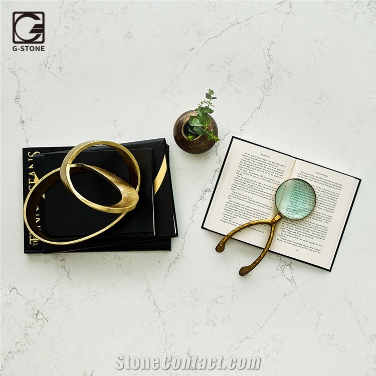 Alabaster Quartz Stone Slab for Kitchen Countertop
