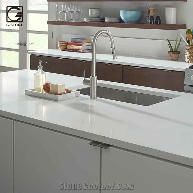 Arctic White Quartz Stone Islands Kitchen Tops