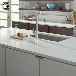 Arctic White Quartz Stone Islands Kitchen Tops