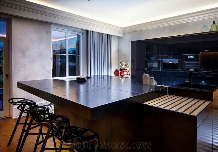 Black Color Quartz Stone Commercial Countertops