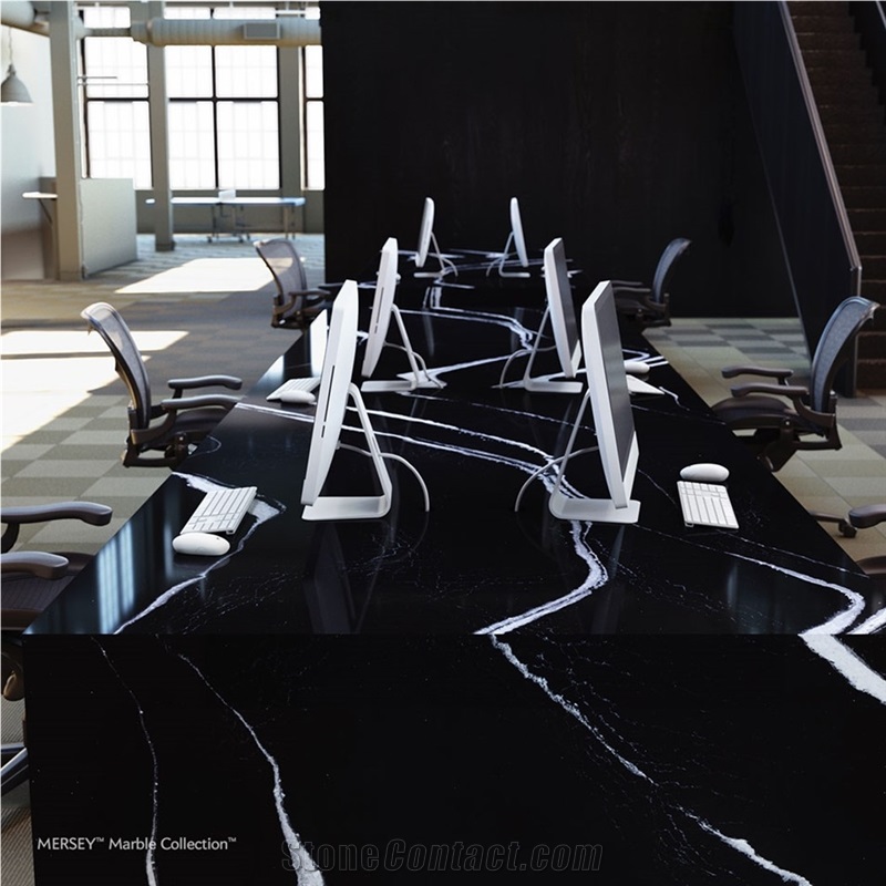 Black Color Quartz Stone Commercial Countertops