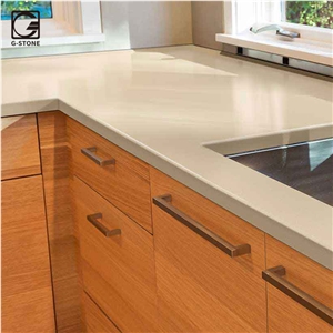 Brown Color Quartz Stone Residential Kitchen Countertops