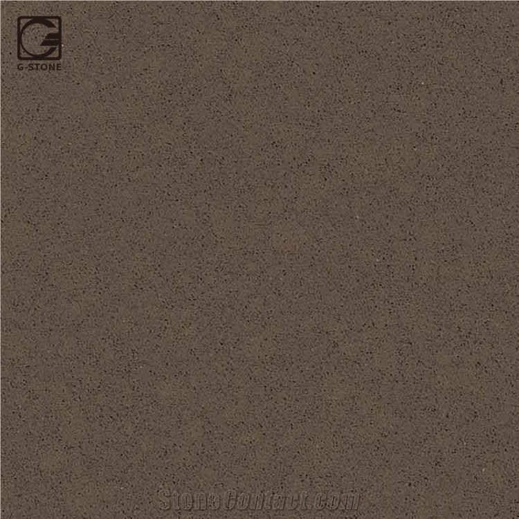 Brown Color Quartz Stone Residential Kitchen Countertops