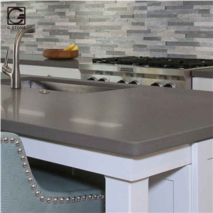 Fin Ash Grey Color Quartz Solid Surface Countertop