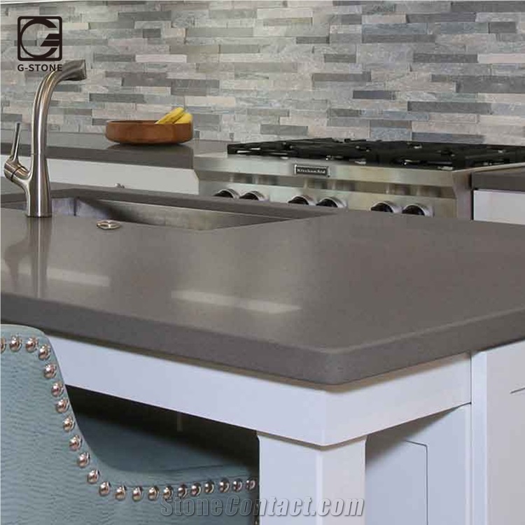 Fin Ash Grey Color Quartz Solid Surface Countertop