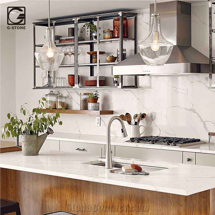 Fine Pattern Calacatta Quartz Floor Covering