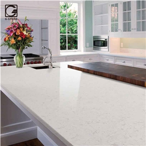 Glacier White Quartz Stone for Island Tops, Quartz Countertop