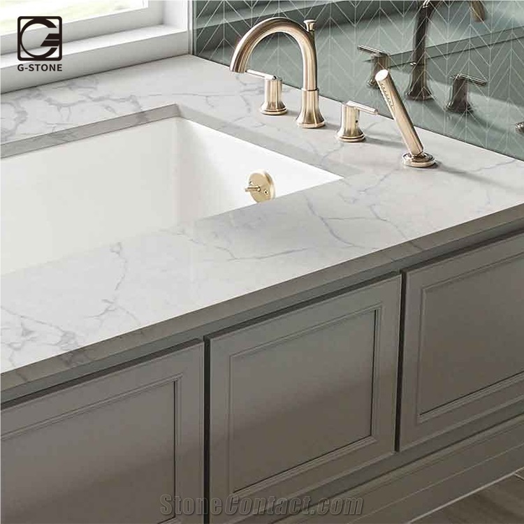 New Calacatta Quartz Stone Slab for Countertops