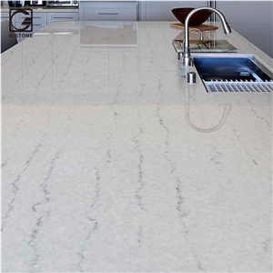 Veins on Grey Quartz Kitchen Countertop