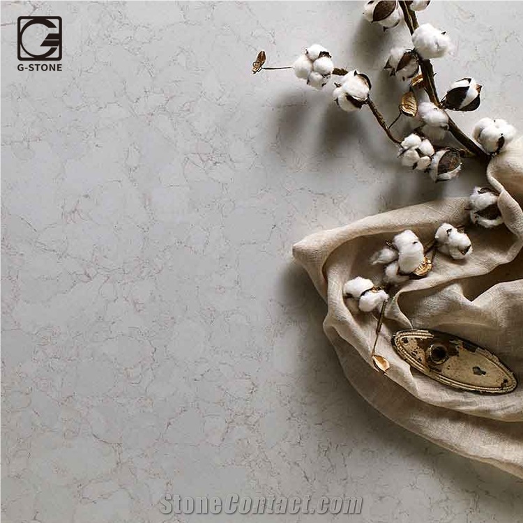 White Quartz Marble Looks Stone Perimeter Countertop, Island Top