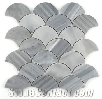 Bardigilo Fish Scale Marble Mosaic Fan Shape
