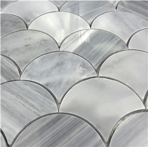 Bardigilo Fish Scale Marble Mosaic Fan Shape