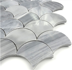 Bardigilo Fish Scale Marble Mosaic Fan Shape