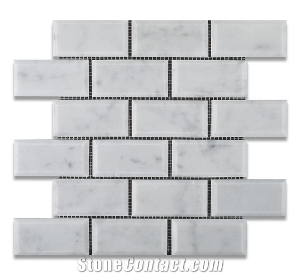 Bianco Carrara Brick Polish Marble Mosaic