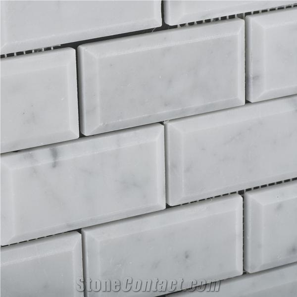 Bianco Carrara Brick Polish Marble Mosaic