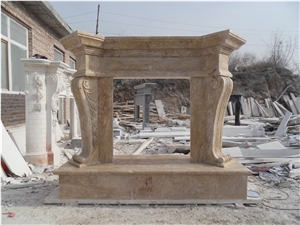 Antique Beige Travertine Fireplace Mantel Surround