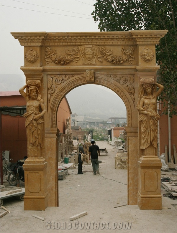 Antique Beige Travertine Fireplace Mantel Surround