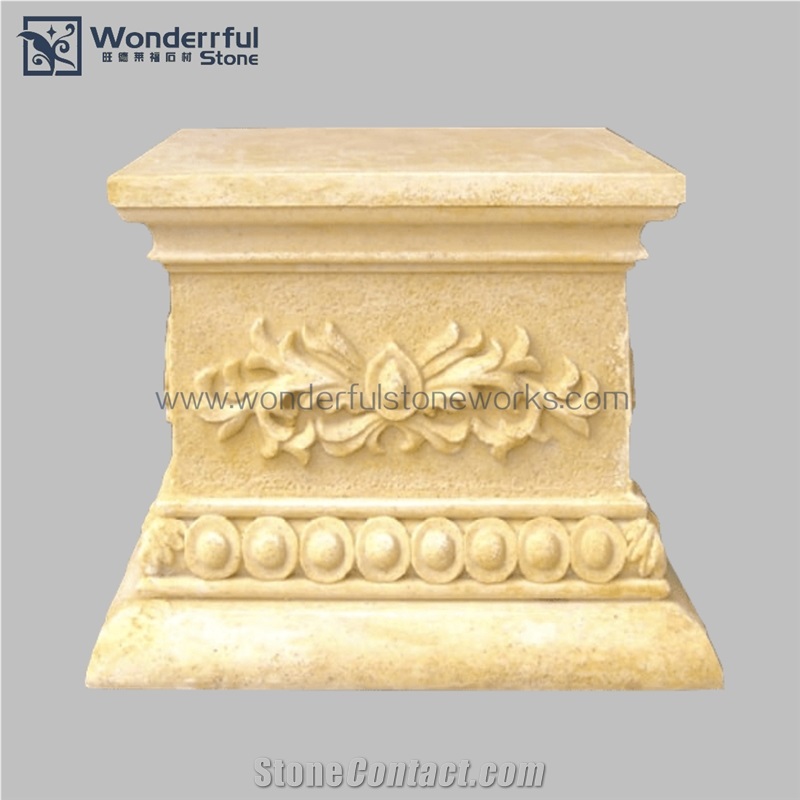 Artificial Stone Pedestal Column Hand Carved