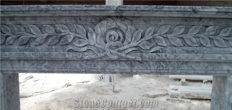 Beijing Grey Marble Fireplace Mantel Surround
