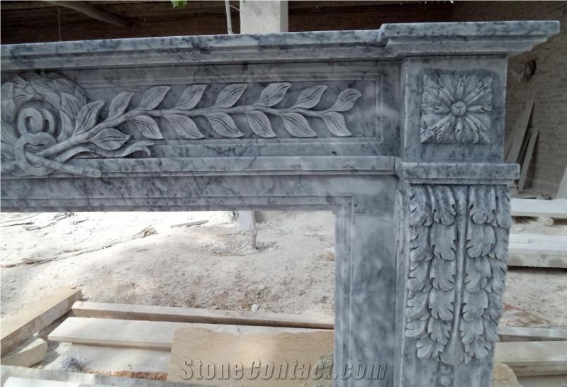 Beijing Grey Marble Fireplace Mantel Surround