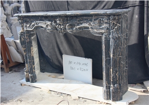 Brown Marble Sculptured Fireplace Stone Mantel