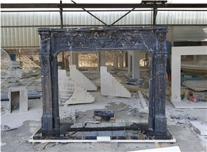 Brown Marble Sculptured Fireplace Stone Mantel