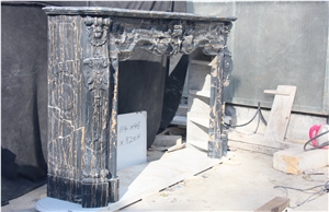 Brown Marble Sculptured Fireplace Stone Mantel