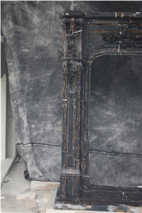 Brown Marble Sculptured Fireplace Stone Mantel