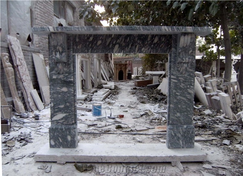 China Arabescato Marble Fireplace Surround Mantel