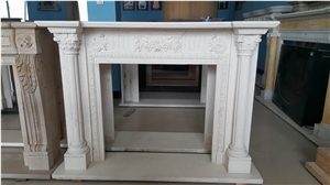 Cream Limestone Fireplace Mantel Surround Hearth