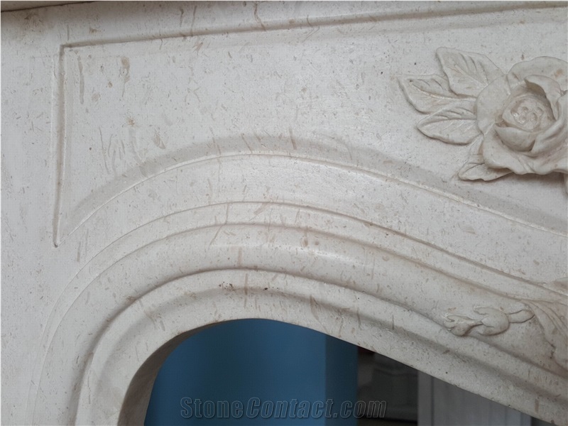 Cream Limestone Fireplace Mantel Surround Hearth