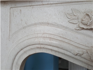 Cream Limestone Fireplace Mantel Surround Hearth