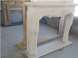 Cream Limestone Fireplace Mantel Surround Hearth