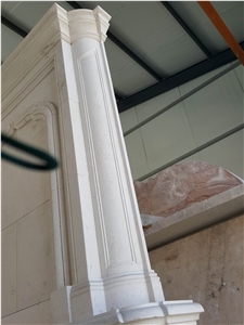 Cream Limestone Fireplace Mantel Surround Hearth