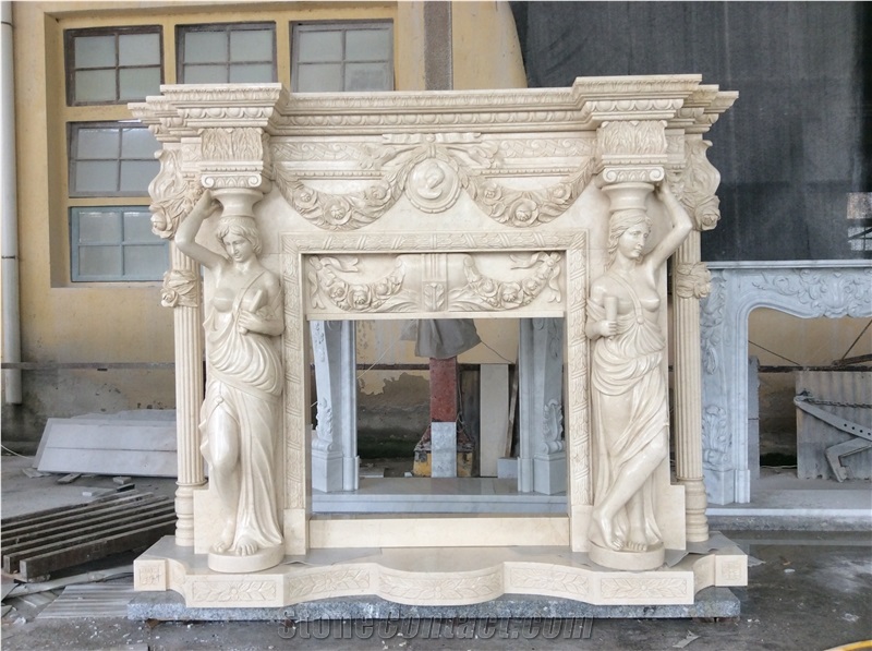 Cream Marfil Fireplace Mantel Surround Hearth