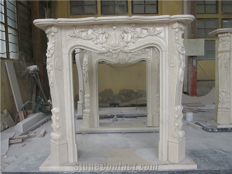 Cream Marfil Fireplace Mantel Surround Hearth