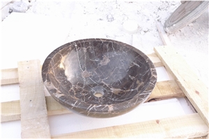 Dark Emperador Marble Sink Basin Vanity Top Bowl